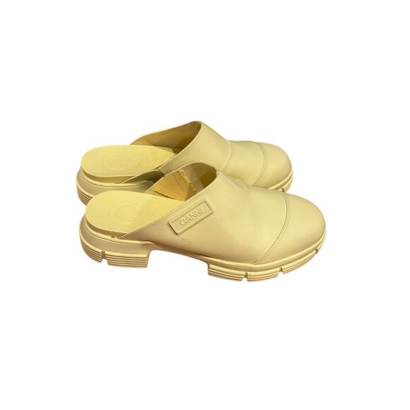 GANNI City Round-Toe Low-Heel Mules Yellow - Picture 2 of 7